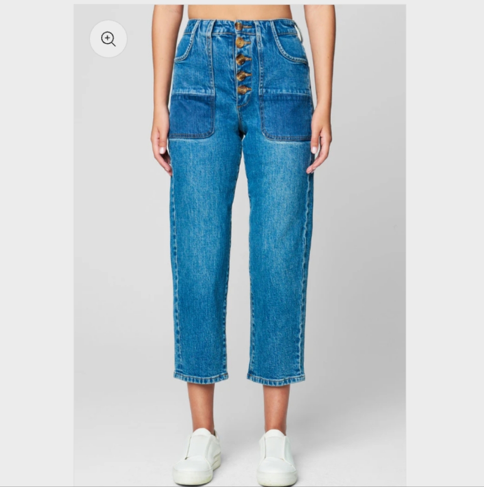 BLANK NYC Exposed Button Fly Crop Jeans Size 28